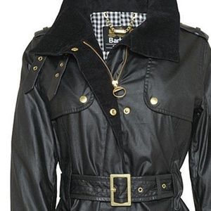 Barbour International black Birken coat.